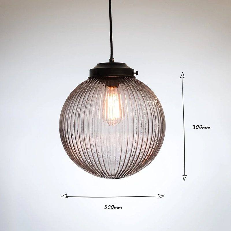 300mm Clear Ribbed Glass Lamp Shades for Modern Lighting