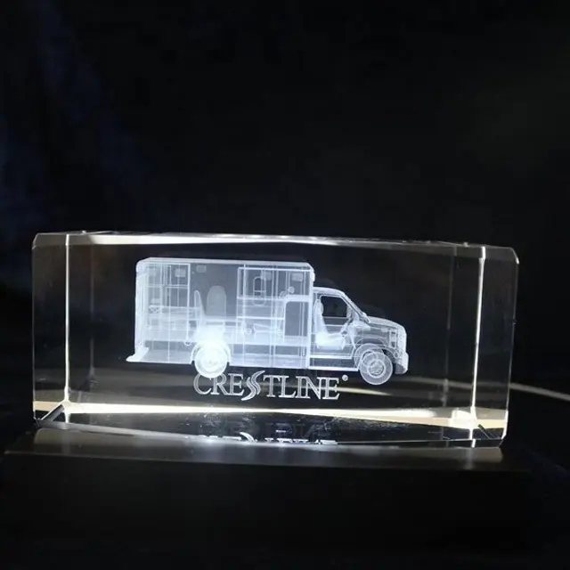 Modello di veicolo per camion blocco cubo Keepsake Design personalizzato cubo bianco incisione Laser K9 cristallo economico K9 3d sport Souvenir regalo