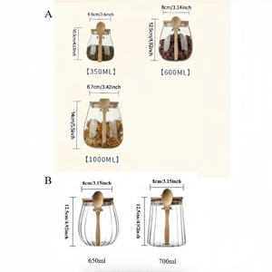 1 pièce Récipient alimentaire hermétique en verre avec couvercle, <span class=keywords><strong>pot</strong></span> de rangement de cuisine, boîte scellée pour sucre, thé et café - Product Image 6