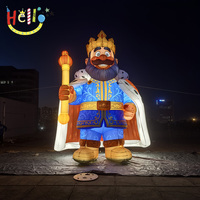 Mascotte gonflable géante de roi royal avec couronne et sceptre lumineux à LED, roi gonflable pour la décoration d'événements nocturnes