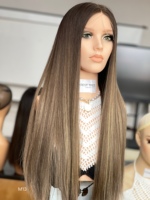 Perruque Casher SHY, couleur marron, cheveux humains naturels, dessus en dentelle, couleur personnalisée, fournisseur d'usine