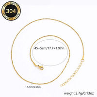 Chaîne Serpent Carrée Torsadée Dorée Réglable 45+5cm en Acier Inoxydable Unisexe Anti-Décoloration pour Usage Quotidien, Accessoires de Cou Empilables, Vente en Gros