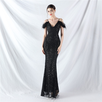 Robe de soirée élégante sirène à sequins coupe ajustée pour femme, sans manches, style sling, longue, pour banquet et fête, personnalisable OEM