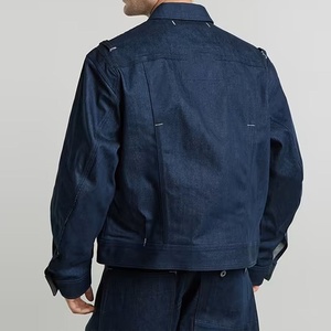 Premium Lavagem Escura Selvedge Denim <span class=keywords><strong>Blazer</strong></span> | Slim Fit Jean Jacket Set dos homens | Business Casual Estiramento Selvedge - Product Image 2