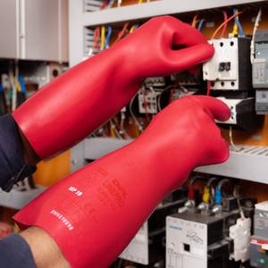 ถุงมือป้องกันไฟฟ้าแรงสูงพร้อมขอบโค้งมน ถุงมือฉนวนสำหรับงานไฟฟ้าที่มีกระแสไฟฟ้าจริง - Product Image 2