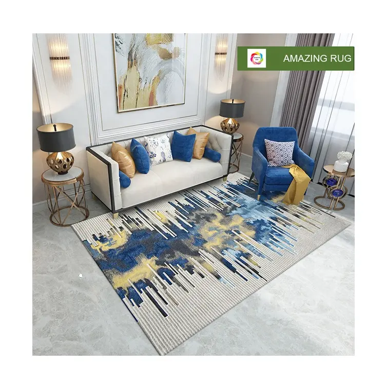हस्तनिर्मित ऊन गलीचा नॉर्डिक सार ब्लू शैली कालीन