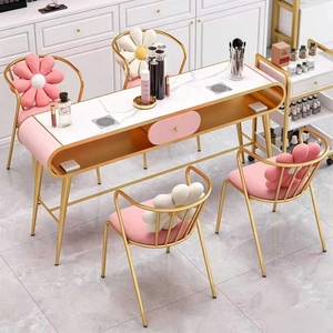 Juego de Mesa y Silla de Manicura de Alta Gama para una Persona, Mesa de Manicura Moderna de Mármol con Aspiradora - Product Image 1
