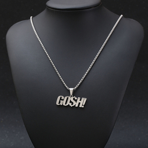 Collar de plata de acero inoxidable para hombre a la moda, cadena de cuerda, joyería personalizada con logotipo inicial personalizado, colgante de regalo - Product Image 2