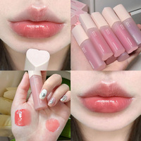 6Pc Coeur Rose Lèvres et Gloss Cristal Miroir Hydratant Glaçure Teinte Hautement Pigmenté Mignon Brillant À Lèvres emballage cosmétiques en gros