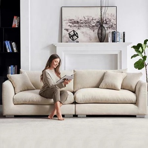 Sofá de Plumas Moderno de Fábrica al por Mayor, Sofá de <span class=keywords><strong>Lino</strong></span> de Lujo de 2 Plazas, Sofás para Sala de Estar, Sofás de Dos Plazas para Sala de Estar - Product Image 3