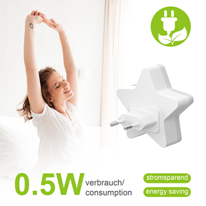 <b>Star</b> Shape LED Night Light 2700K Warm White Light Sensor Plug In <b>Lamp</b> 0.5W Energy Saving for Kids Bedroom - Product Image 3