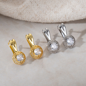Cross Border Russian <b>Ear</b> <b>Cuffs</b> 18k Gold Color Hoop <b>Earrings</b> With Zircon Inlay Light Luxury Jewelry Wholesale <b>Ear</b> Studs - Product Image 3
