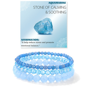 4mm/6mm/8mm 3 pz/set di perle di cristallo in pietra naturale colorato braccialetto di perline con corda elastica impilabile rotondo braccialetto di perline - Product Image 4