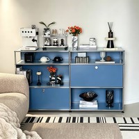 Buffet Modulaire en Acier Inoxydable, Meuble de Salon Moderne, Vitrine Métallique, Armoire de Rangement à Combinaison Libre