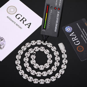 Cross-Border para <span class=keywords><strong>Amazon</strong></span> Europa EE. UU. 6MM Nariz de cerdo Cuba <span class=keywords><strong>Cadena</strong></span> 925 <span class=keywords><strong>Plata</strong></span> Hombres Hip Hop Collar Completo T-Square Moissanite - Product Image 2