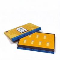 Boîte d'emballage personnalisée pour compléments alimentaires avec couvercle et base, insert en EVA écologique et doublure en velours jaune pour poudre lyophilisée et liquide oral – Vente en gros