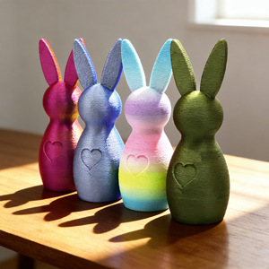 Easter Bunny Ornament 3D Printed Rainbow Color Heart Design Decor For Easter Gift - Product Image 3
