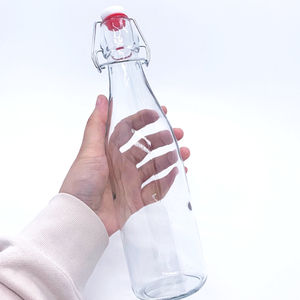 Bouteille d'eau en verre souple transparente avec clip de fermeture / Style spécial hermétique 500 750 1000ml Contenant de boisson à ouverture basculante - Product Image 3