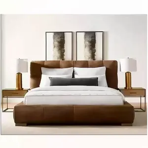 特大床儿童床卧室家具皮革面板平台床