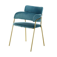 Chaise de salle à manger en velours avec accoudoir confortable et élégant avec pieds en métal doré