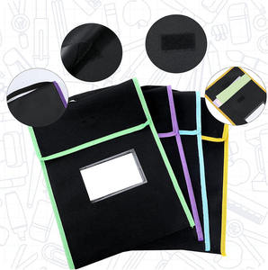 Bolsa <span class=keywords><strong>para</strong></span> Libros de Nailon Grande con Bolsillo Transparente <span class=keywords><strong>para</strong></span> Etiquetas de Nombre, Ribete de Color Neón, Bolsa de Lectura Negra con Asa Cosida, Material Escolar <span class=keywords><strong>y</strong></span> de Oficina - Product Image 3