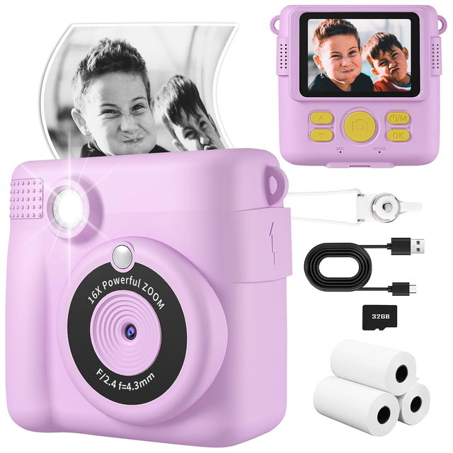Digital Camera Print Instant 1080P HD KinderKamera Toddler Portable Travel Camera Toy Children Instant Print Camera for Kids