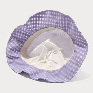 2025 Spring Summer New Plaid Lightcolor Fisherman Hat Cute Sunshade Casual <b>Sunscreen</b> Wavy Brim Bucket Sun Hat - Product Image 3