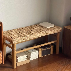 Solid Wood Rattan <b>Bench</b> Nordic Style <b>Entryway</b> Shoe Changing <b>Bench</b> Living Room Storage Seat - Product Image 2