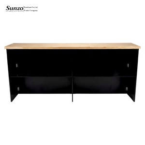 Table <span class=keywords><strong>de</strong></span> bar en bois noir avec trois piliers pour les mariages, les dîners en plein air, les événements commerciaux, les banquets, les hôtels - Product Image 4