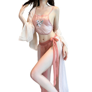 Moon Tide Lingerie Sexy Ancient Hanfu Republic of China Style Embroidered Nightgown Pure and Hot Uniform Temptation Set - Product Image 5