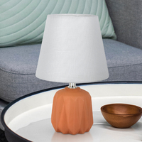 Lampe de table en céramique au design moderne avec base orange et abat-jour en tissu, lampe de lecture pour table ou bureau