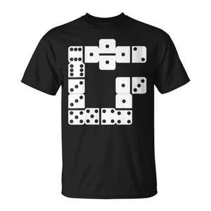 T-shirt Domino Game noir avec motif de dés pour un usage décontracté - Product Image 1