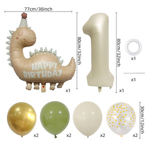 Nouveaux ensembles de ballons en latex à chiffres de dinosaures mignons de style dessin animé pour décorations de fête d'anniversaire et fournitures de baby shower - Product Image 2