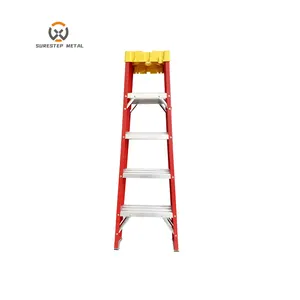 Insulation Electricians Platform 4 6 8 Tread En131 Fiberglass Safety Step Ladder For Electric Works