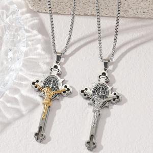 Cruz Jesús crucifixión 18K chapado en oro impermeable no deslustre colgante de acero inoxidable joyería de moda collares para mujeres - Product Image 4