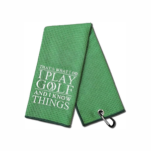 Vietnam Moq 100 Uds envío rápido microfibra verde Golf toalla antideslizante secado rápido espacios en blanco personalizado hierba Waffle toallas con gancho - Product Image 1