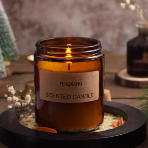 Tarro de cristal para velas con tapa de bambú, color ámbar esmerilado, estilo Ins, gran oferta - Product Image 5