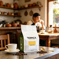 Sacs à café carrés à fond plat personnalisés, 250g, 500g, 1kg, emballages en plastique pour grains de café avec valve de dégazage unidirectionnelle