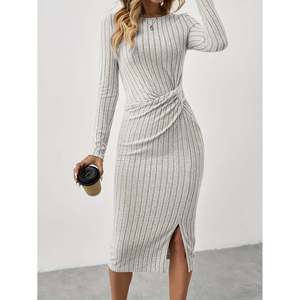 Vestido midi de punto acanalado gris claro S(66) Ropa casual - Product Image 6