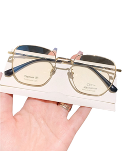 <span class=keywords><strong>2025</strong></span> mát phong cách Titan đen khung lớn Nam Nữ Kính mắt hợp thời trang kính cận thị dây vàng viền ánh sáng thân cây sang trọng - Product Image 1