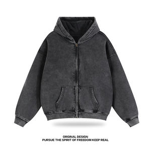 Felpa con Cappuccio da Uomo <span class=keywords><strong>Stile</strong></span> <span class=keywords><strong>Vintage</strong></span> con Zip, Ricamo 3D, Motivo Uniforme, in Pile di Cotone Ecologico, Antivento, Cappotto Invernale - Product Image 1