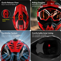 Casque de moto tout-terrain professionnel pour course de motocross avec lunettes, doublure respirante amovible et lavable