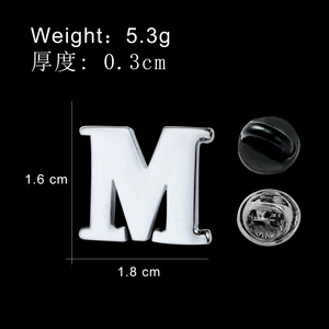 Trâm cài chữ cái viết tắt bằng kim loại mạ bạc, thủ công, tùy chỉnh, quà tặng doanh nghiệp hiện đại, mạ bướm - Product Image 6