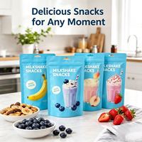 Sachets refermables imprimés Blueberry Milkshake, sacs d'emballage alimentaire de qualité alimentaire avec trou de suspension