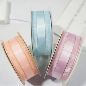 Logo personalizzato in poliestere <span class=keywords><strong>Metallia</strong></span> bordo nome Logo stampato nastro Organza per imballaggio decorazione - Product Image 4