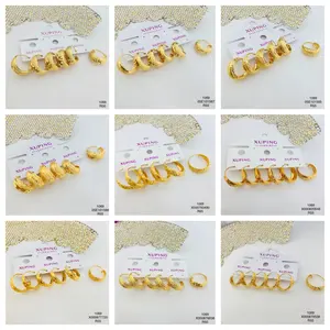 E1069-1xuping Jewelry Earrings Hoop Copper Wholesale Custom Earrings Women 24k Gold Plating Jewelry
