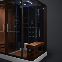 Cabine de sauna vapeur combinée 1700/1800/2000x1200/1300x2280mm, avec jets de massage intégrés, salle de spa à double zone