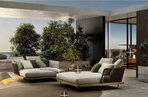 Divano da esterno per la spiaggia per il tempo libero protezione solare sedia a vite impermeabile per esterni tessitura in Teak mobili da giardino in legno massello di Teak - Product Image 5