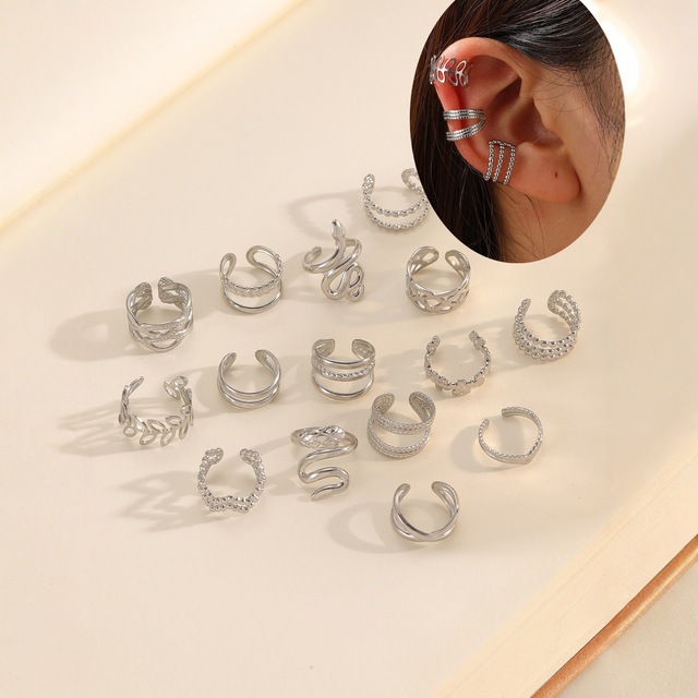 Wholesale Minimalist Silver Ear Cuffs No Piercing Adjustable Cartilage Ear Clips Multi Style  Ear Jewelry for Women