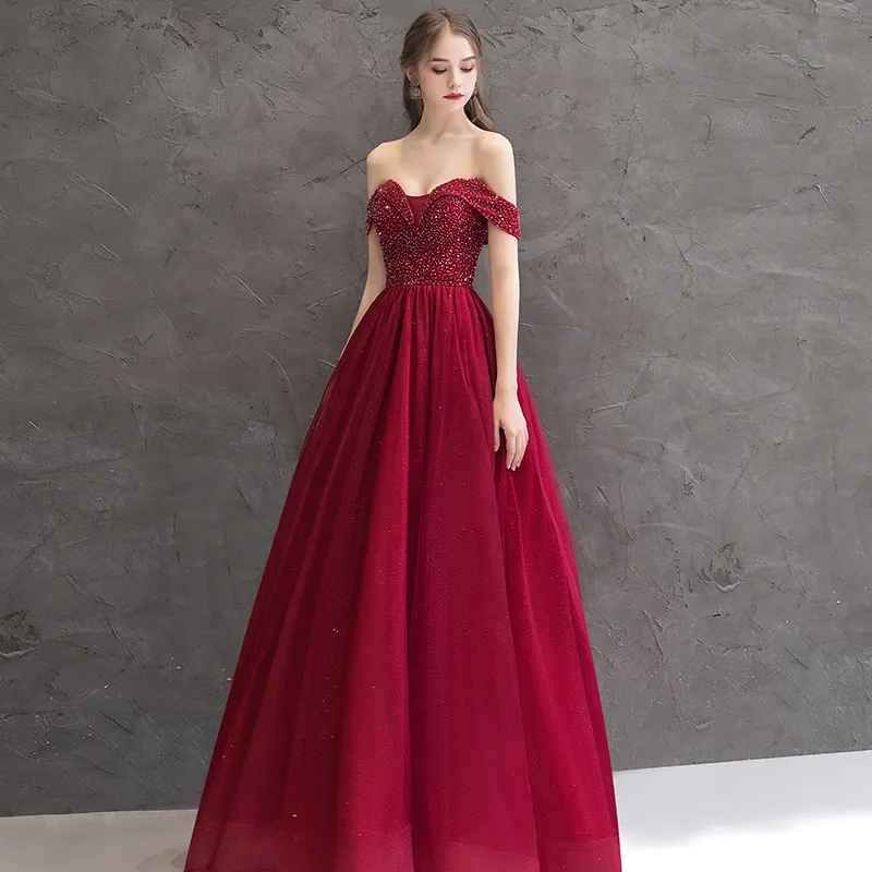 Winter Elegant Fashion Red Evening Dresses Sexy Design Fashion Red Evening Dresses
